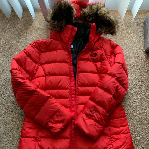 the north face red parka